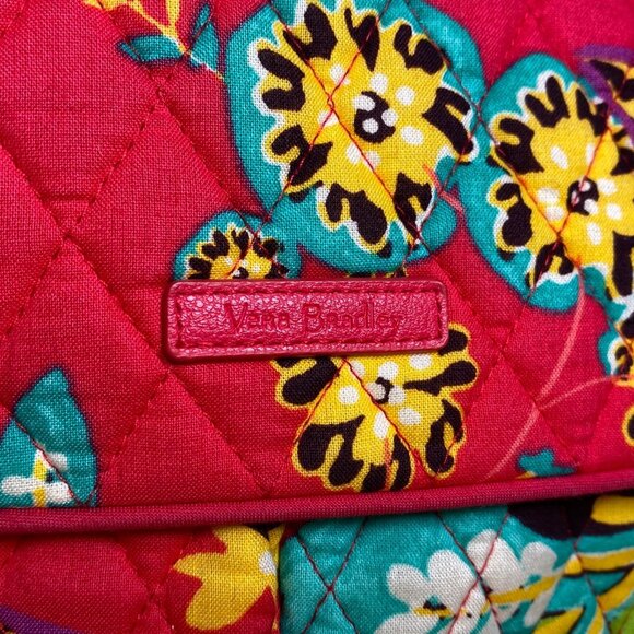 Vera Bradley Signature Double Zip Mailbag Crossbod Red Rumba Quilted Floral Bag - Picture 9 of 10